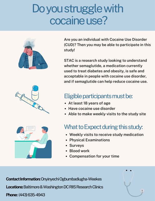 Flyer for cocaine use disorder study
