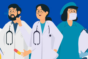 Animated graphic of three doctors